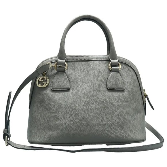 GUCCI Dome Grey GG Leather Satchel 530-060525